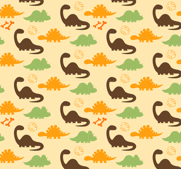 Papel mural dinosaurios fondo beige - TenVinilo