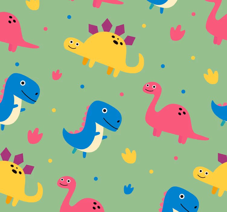 Papel mural dinosaurios estilo colorido - TenVinilo
