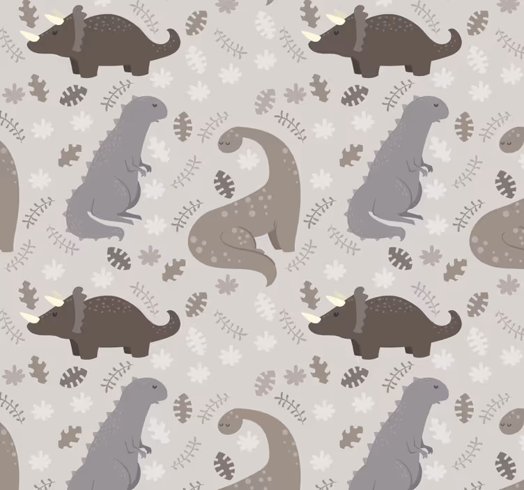 Papel mural dinosaurios patrón gris - TenVinilo