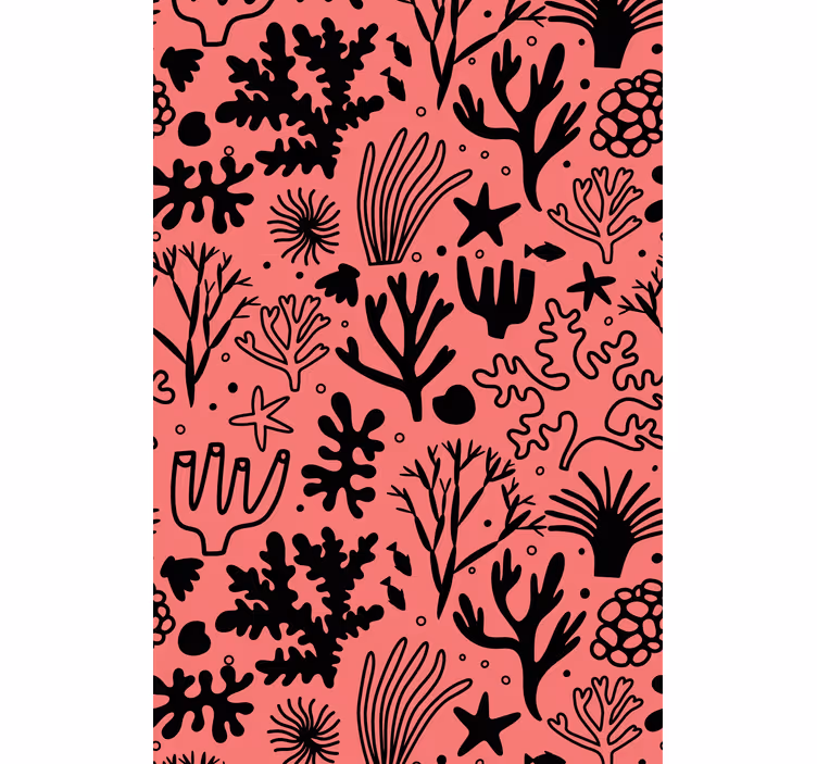Papel mural árboles hojas australianas rojas y negras - TenVinilo