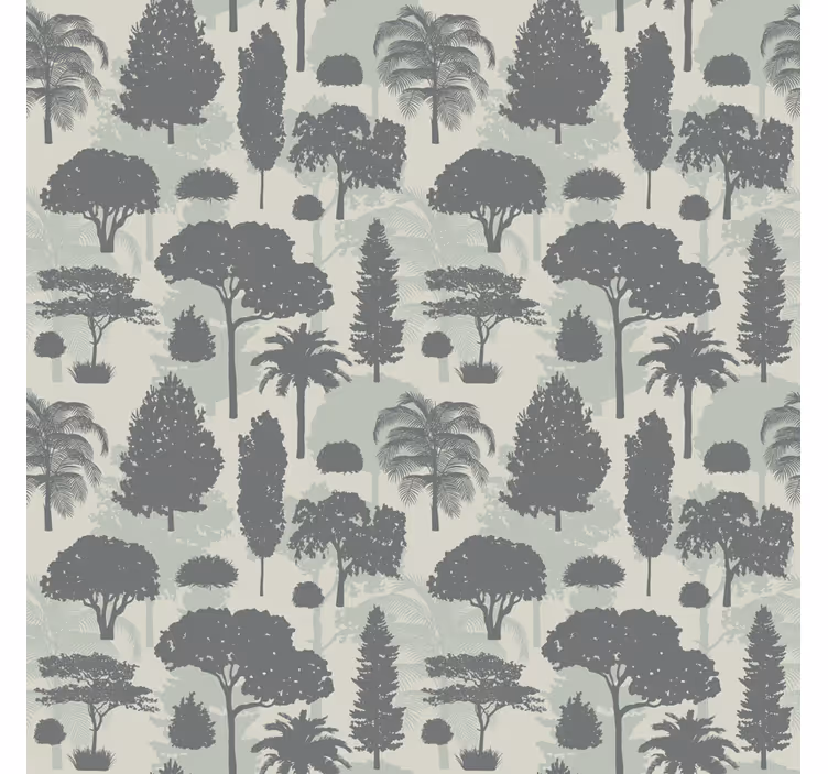 Papel mural árboles diseño de bosque en silueta - TenVinilo