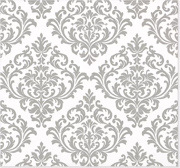 Papel mural living comedor patrón gris barroco - TenVinilo