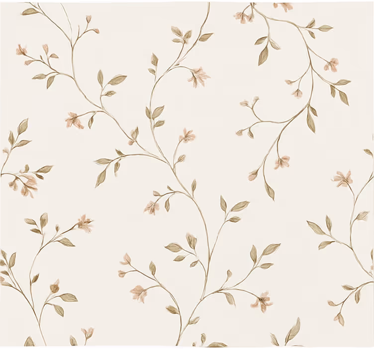 Papel mural living comedor fondo blanco con flores - TenVinilo