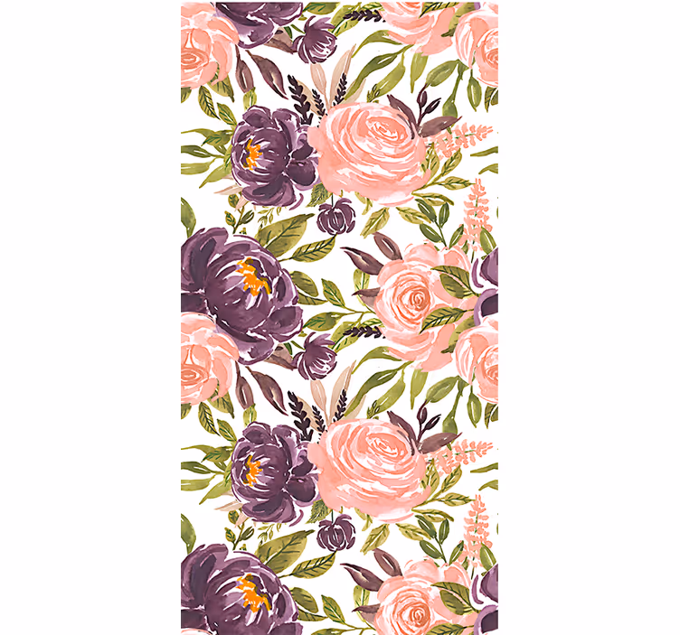 Papel mural living comedor flores acuareladas encantadoras - TenVinilo