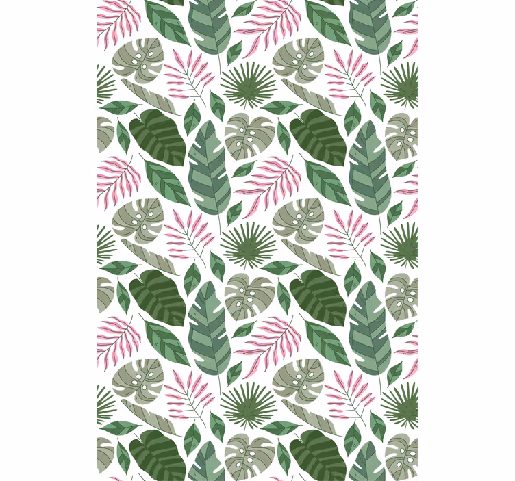 Papel mural living comedor temática tropical verde - TenVinilo