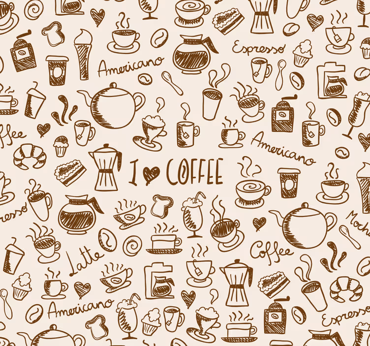 Papel mural cocina diseño de café - TenVinilo
