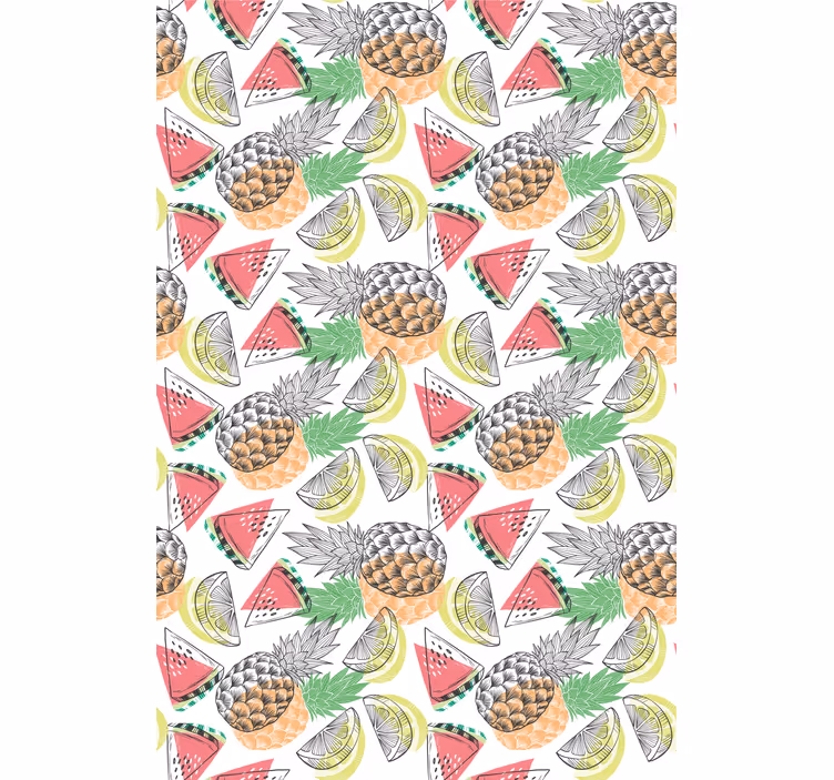 Papel mural moderno patrón colorido de frutas de verano - TenVinilo