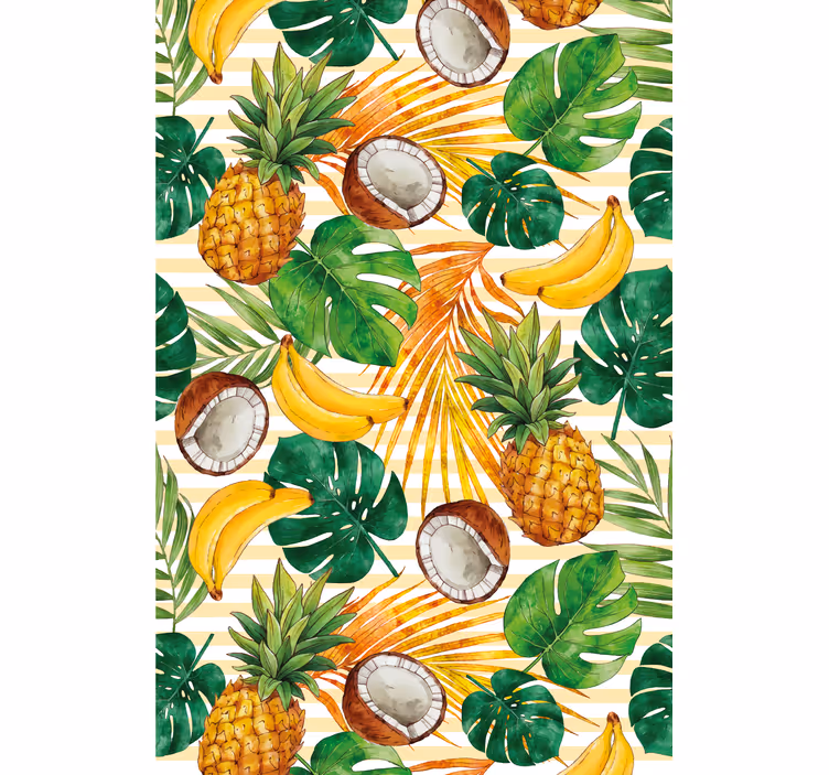 Papel mural moderno patrón tropical veraniego pintado a mano - TenVinilo