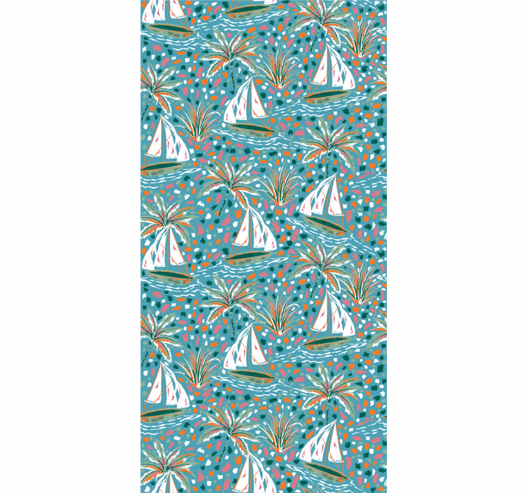 Papel mural moderno patrón de barcos acuarelados - TenVinilo