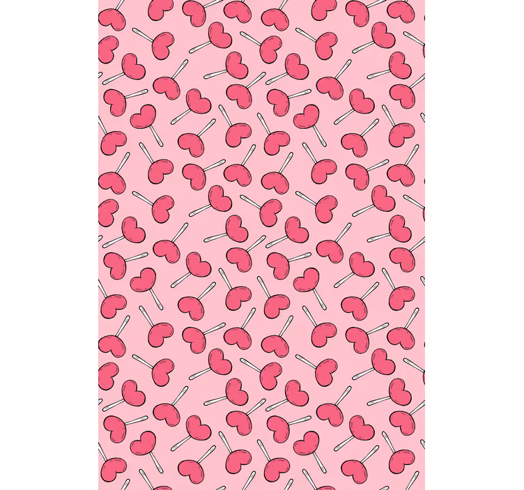 Papel mural moderno piruletas en forma de corazón - TenVinilo