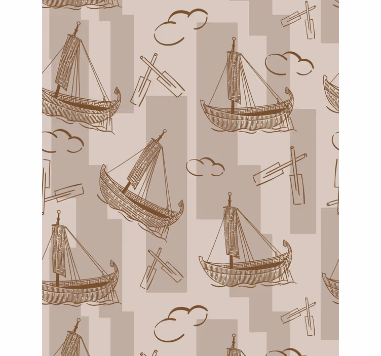 Papel mural infantil patrón de barcos a vela - TenVinilo