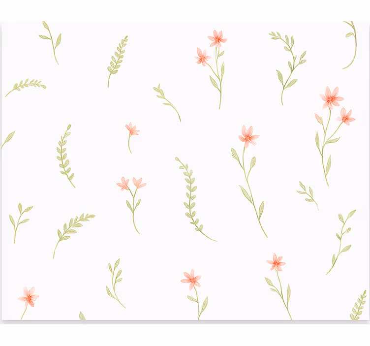 Papel mural infantil flores de pradera pastel - TenVinilo
