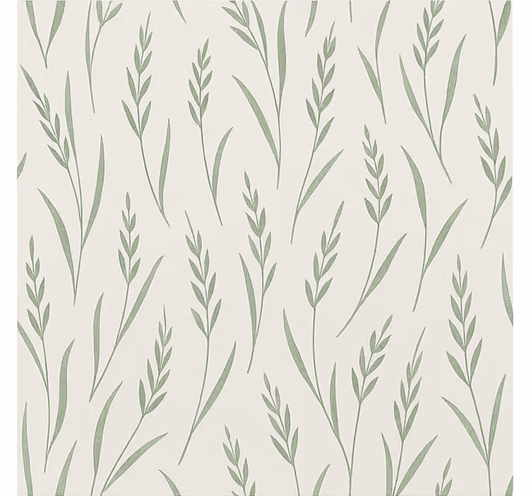 Papel mural comedor estampado de hojas de trigo verde - TenVinilo