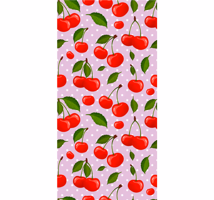 Papel mural comedor cerezas y hojas - TenVinilo