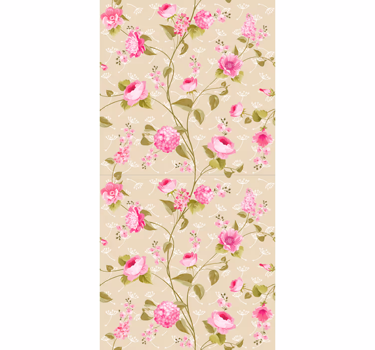 Papel mural comedor enredadera floral rosa - TenVinilo