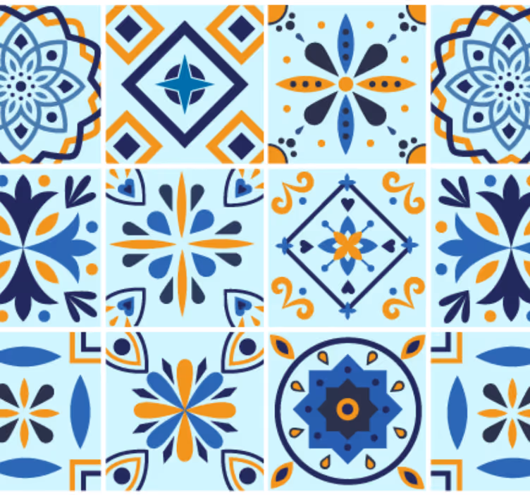 Papel mural cocina motivo de azulejos tradicional - TenVinilo