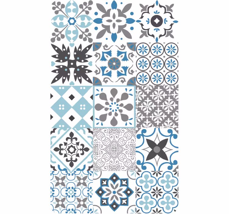 Papel mural cocina mosaico azul - TenVinilo