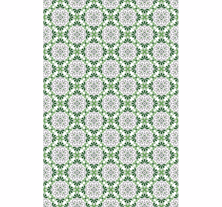 Papel mural cocina mosaico floral verde - TenVinilo