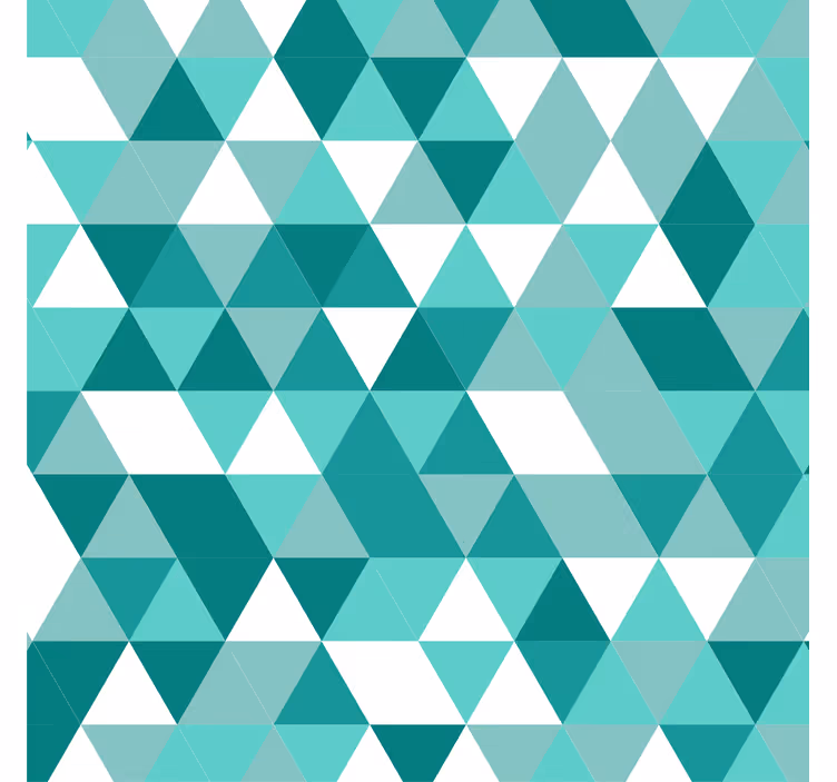 Papel mural living comedor tonos turquesa triangulares - TenVinilo