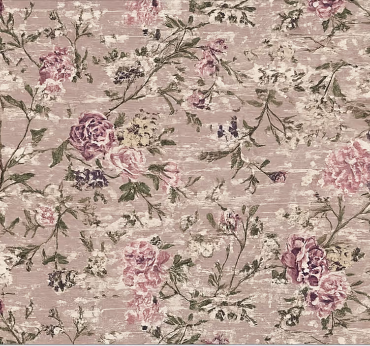 Papel mural living comedor floral vintage púrpura - TenVinilo
