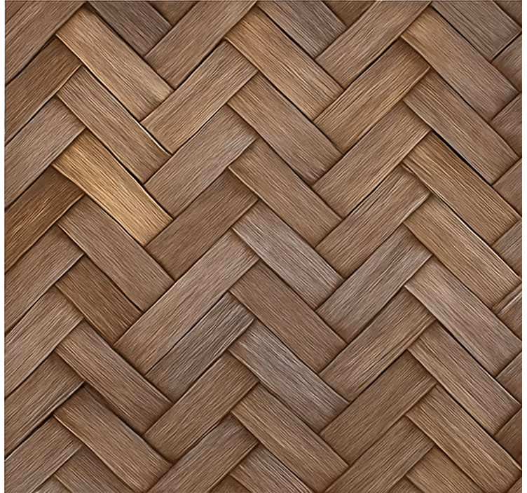 Papel mural living comedor aspecto de madera trenzada - TenVinilo