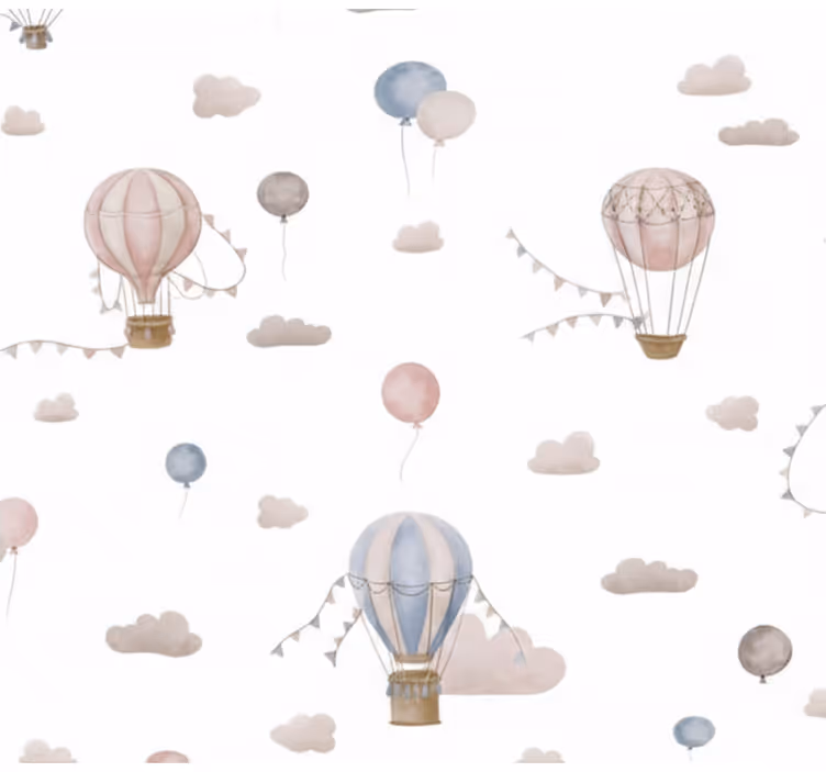 Papel mural living comedor pastel globo aerostático - TenVinilo