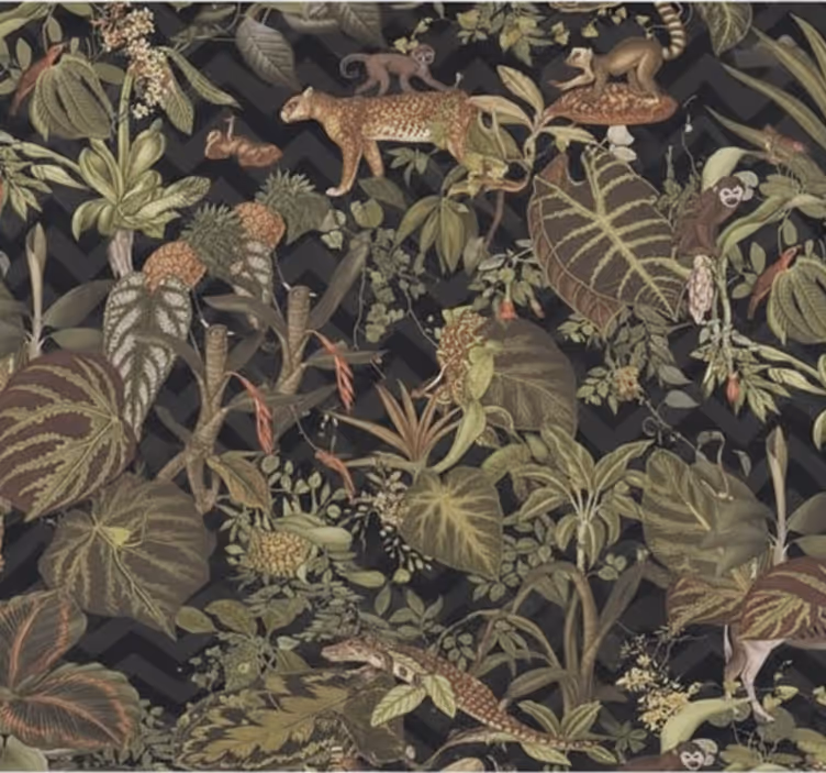Papel mural dormitorio matrimonio animales de la jungla - TenVinilo