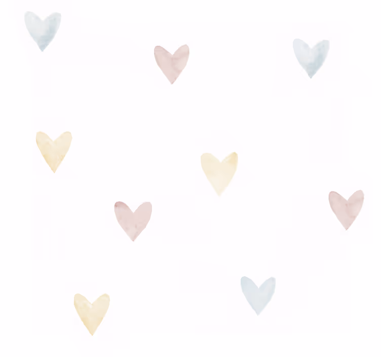 Papel mural dormitorio matrimonio corazones pastel acuarelados - TenVinilo
