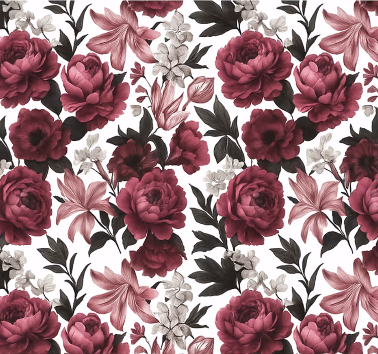 Papel mural living comedor floral holandés oscuro - TenVinilo