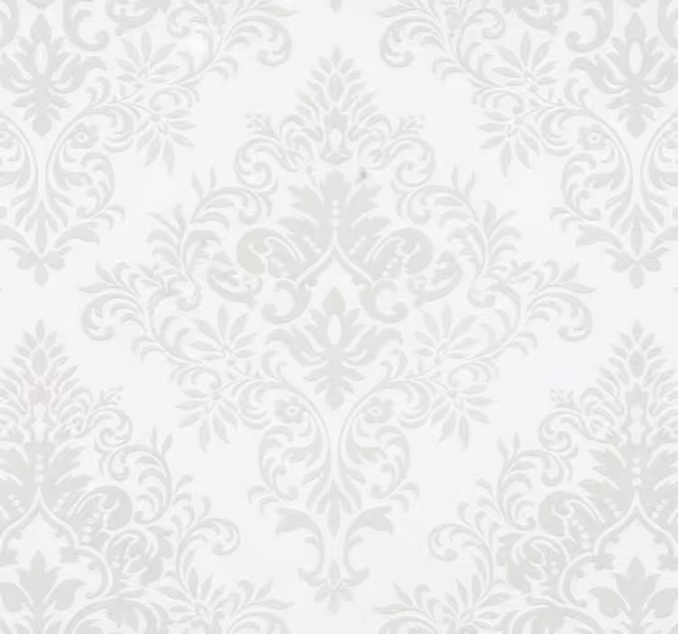 Papel mural living comedor damasco blanco clásico - TenVinilo