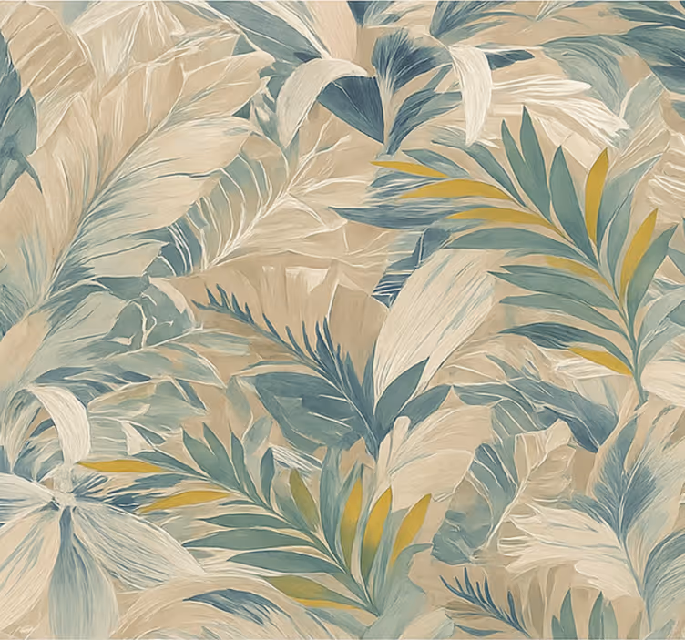 Papel mural dormitorio matrimonio palma tropical abstracta - TenVinilo