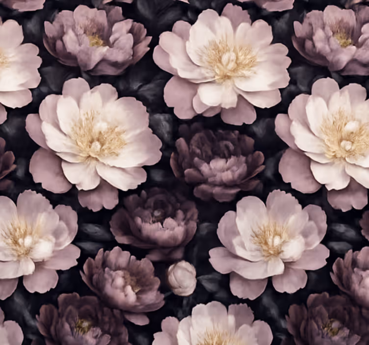 Papel mural living comedor flores oscuras - TenVinilo