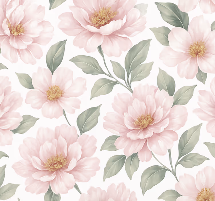 Papel mural living comedor peonía pastel floral - TenVinilo