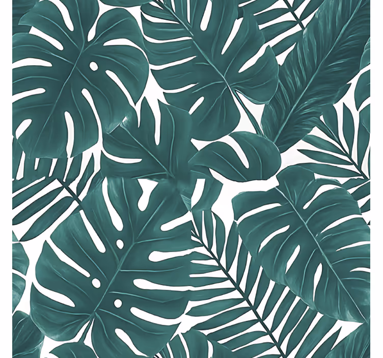Papel mural living comedor hojas de palma tropicales - TenVinilo