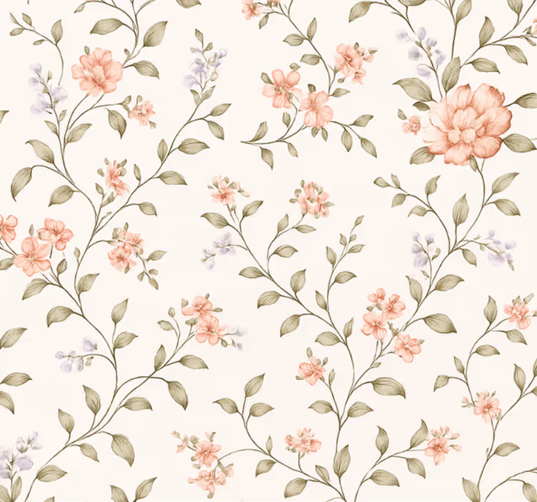 Papel mural living comedor floral caprichoso - TenVinilo