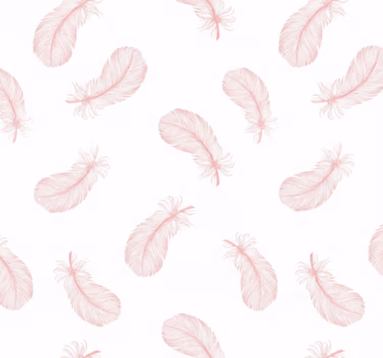 Papel mural living comedor patrón de plumas rosas - TenVinilo