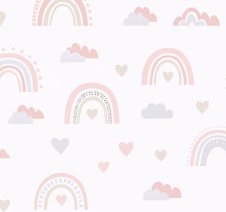 Papel mural infantil diseño arcoíris rosa - TenVinilo