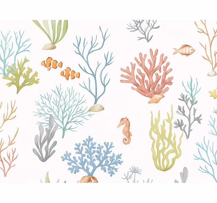 Papel mural infantil coral submarino - TenVinilo