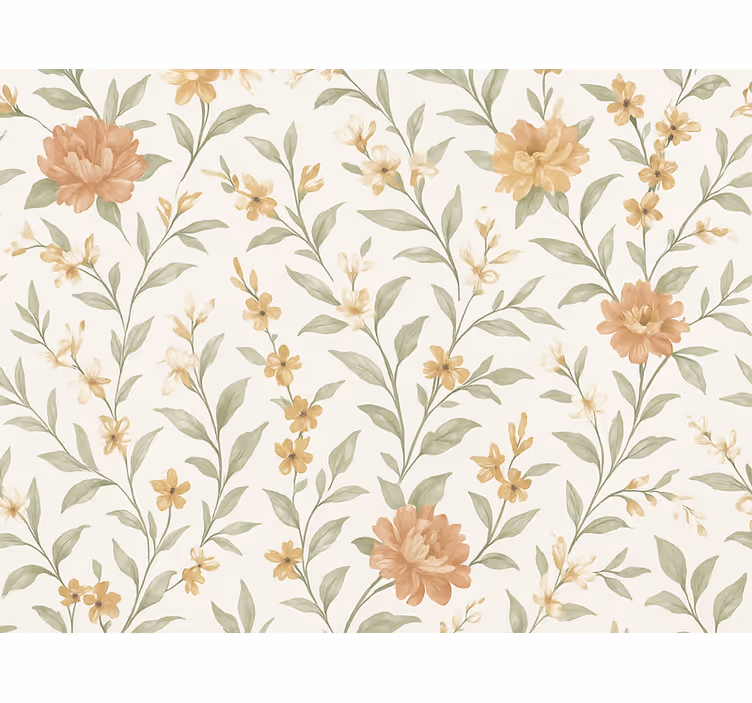 Papel mural dormitorio matrimonio flor asiática - TenVinilo