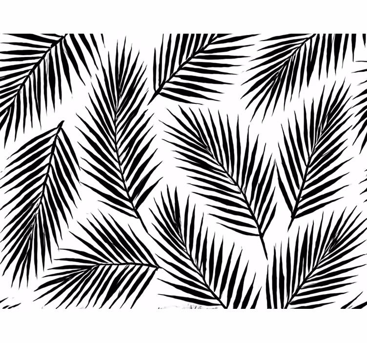 Papel mural hojas siluetas de palmera negra - TenVinilo
