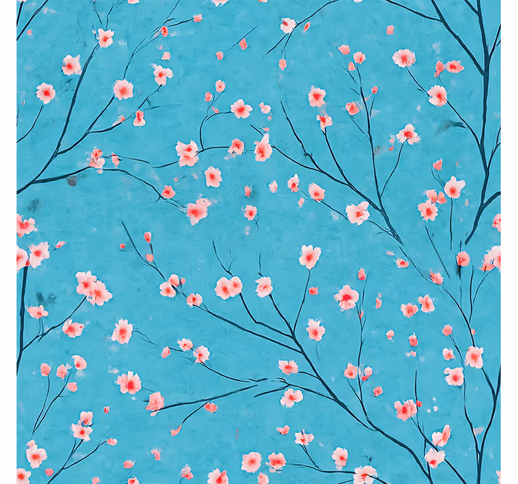Papel pintado flores flores de cerezo teal - TenVinilo
