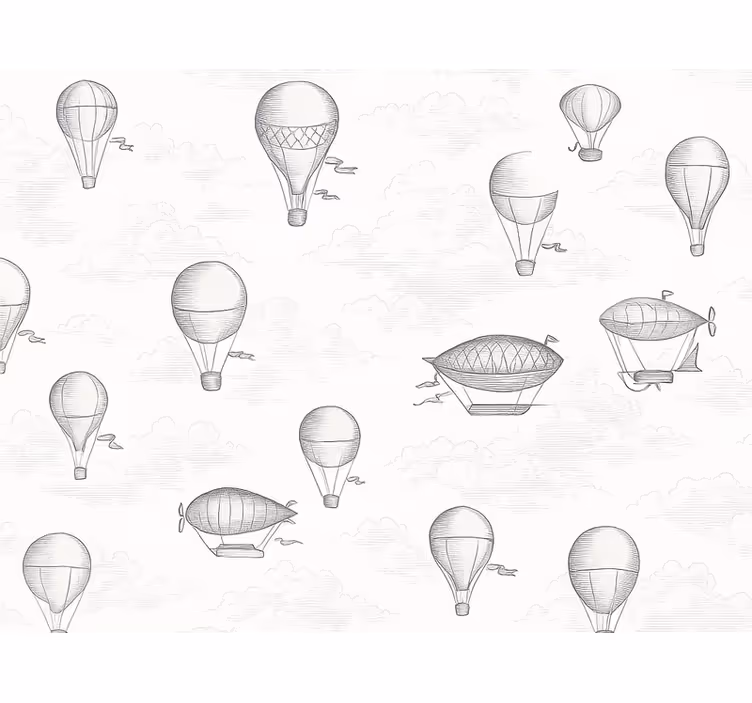 Papel mural clásico cielos y dirigibles vintage - TenVinilo