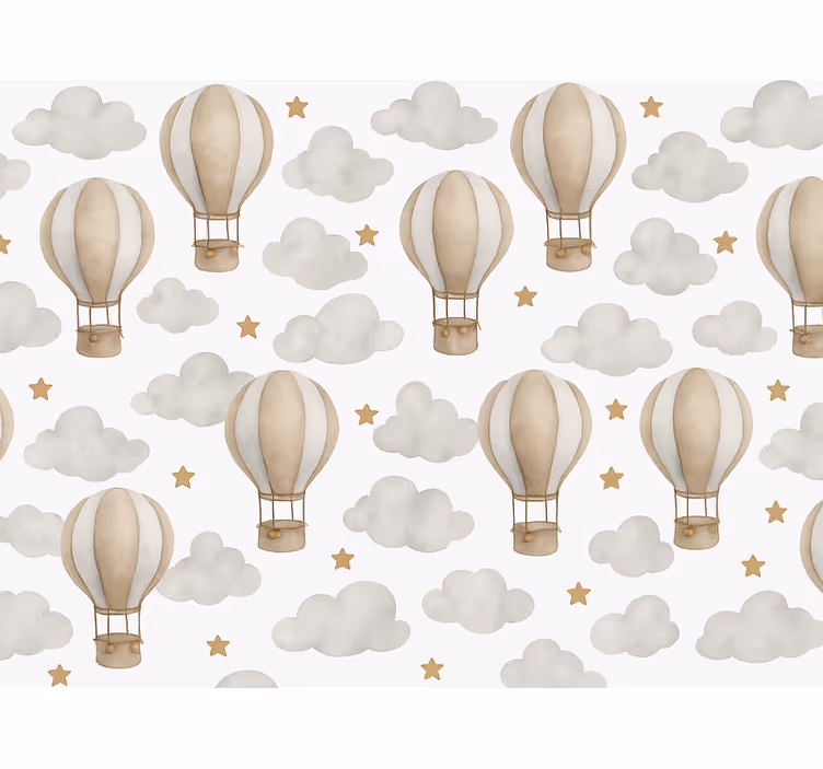 Papel mural bebé globos terráqueos estrellados - TenVinilo