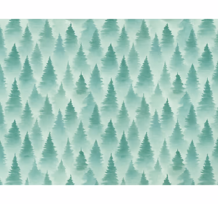 Papel mural paisaje bosque de pinos nebuloso - TenVinilo