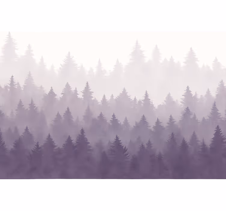 Papel mural paisaje bosque de niebla púrpura - TenVinilo