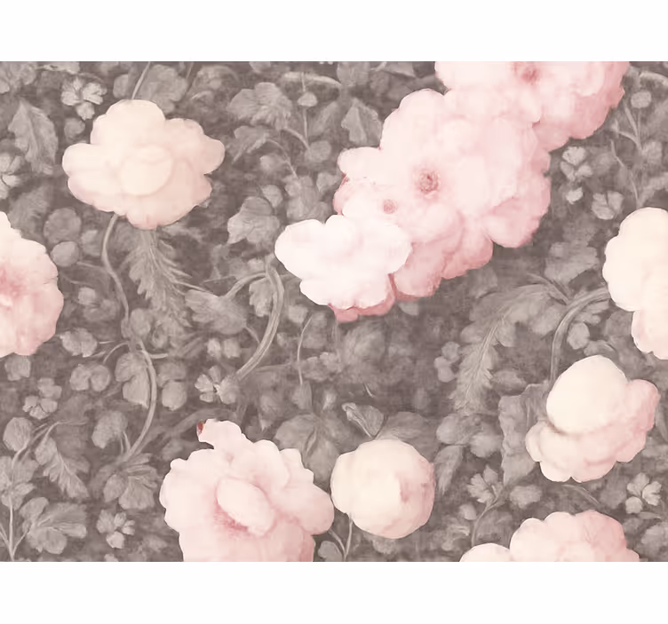 Papel pintado flores lino vintage en flor - TenVinilo