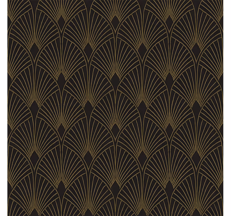 Papel mural geométrico ventilador deco dorado - TenVinilo