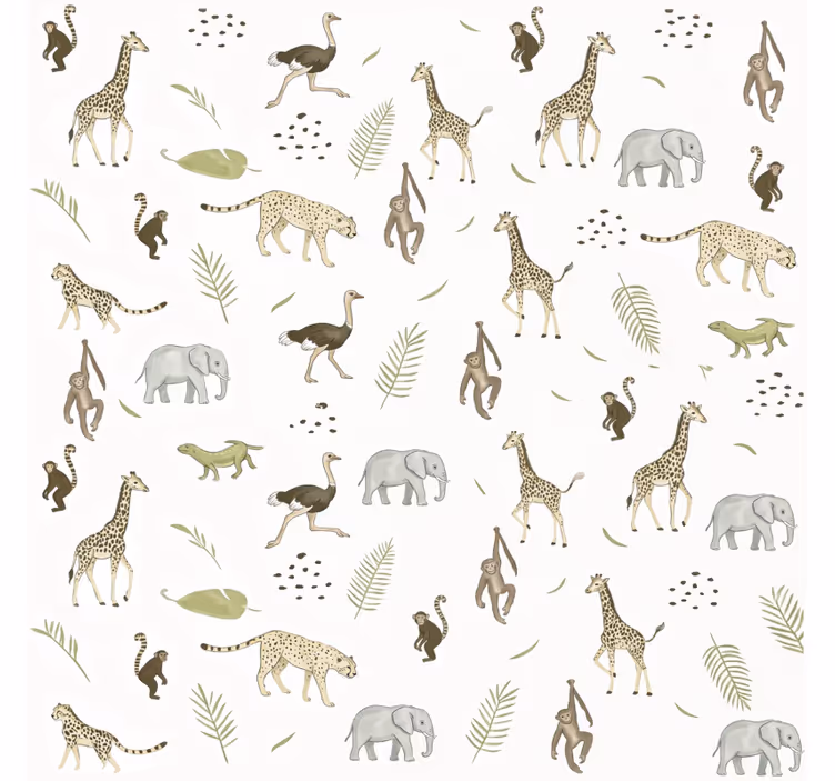 Papel mural infantil animales de la sabana - TenVinilo