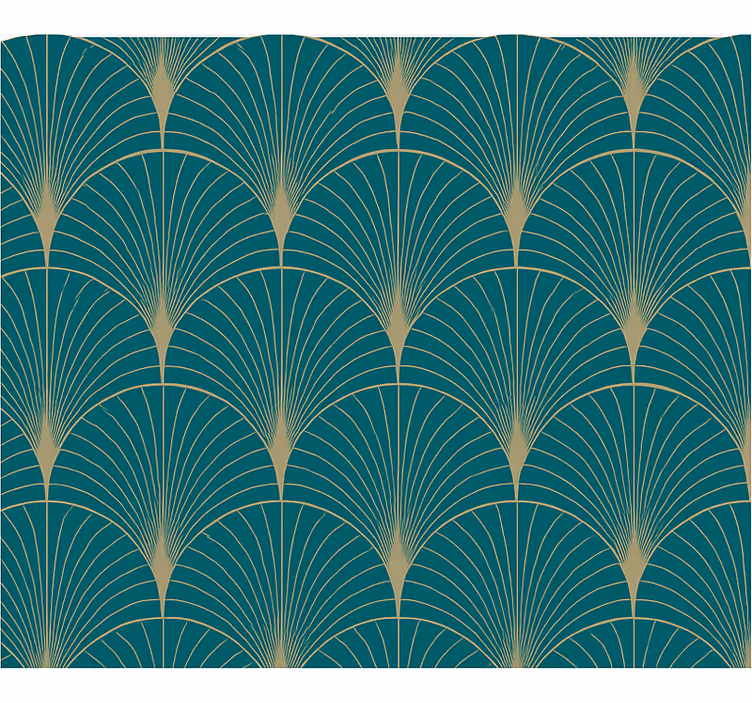 Papel mural dormitorio matrimonio arte decorativo azul oro - TenVinilo