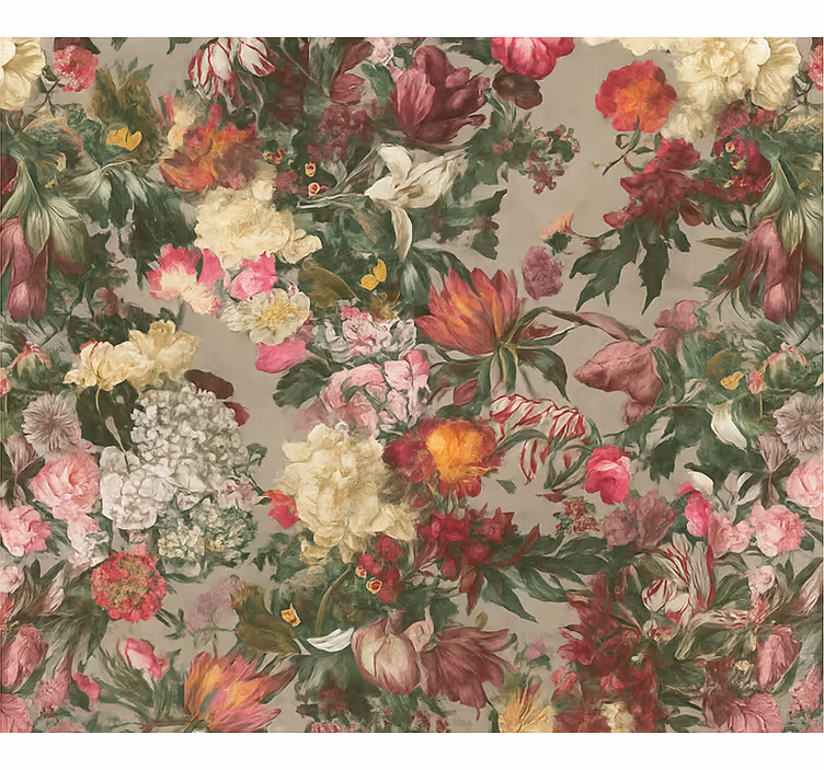 Papel mural dormitorio matrimonio flores vintage - TenVinilo